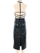 Prada Lace Up Leather Halter Dress Dress arcadeshops.com