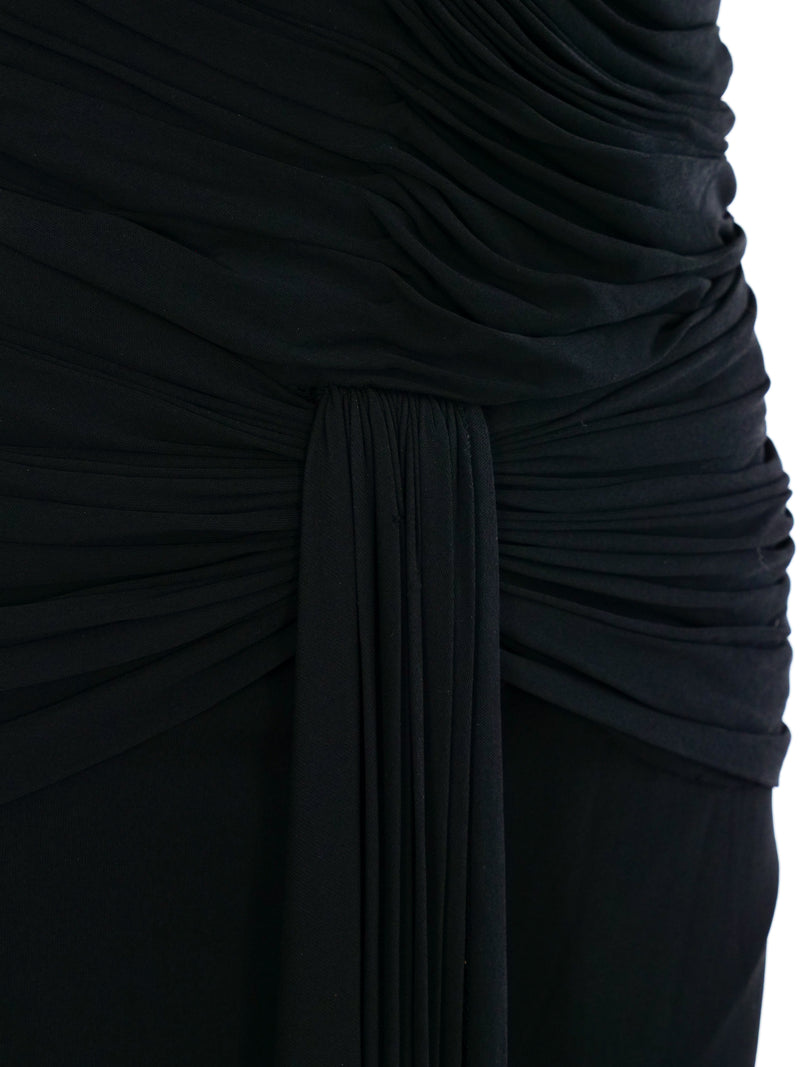 Vicky Tiel Ruched Black Dress Dress arcadeshops.com