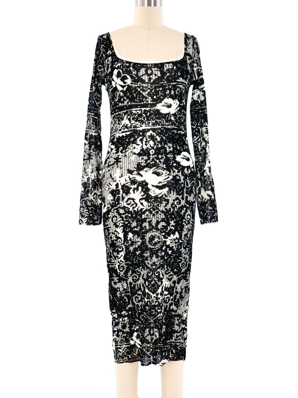 Jean Paul Gaultier Abstract Floral Mesh Dress Dress arcadeshops.com
