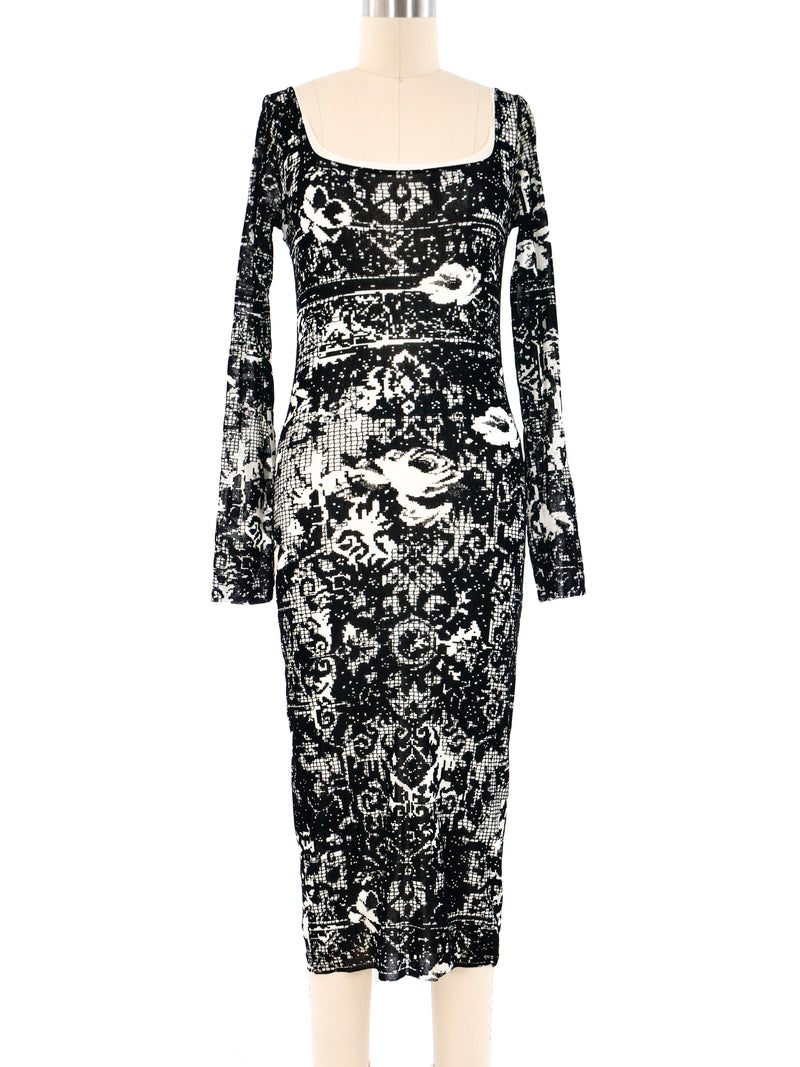 Jean Paul Gaultier Abstract Floral Mesh Dress Dress arcadeshops.com