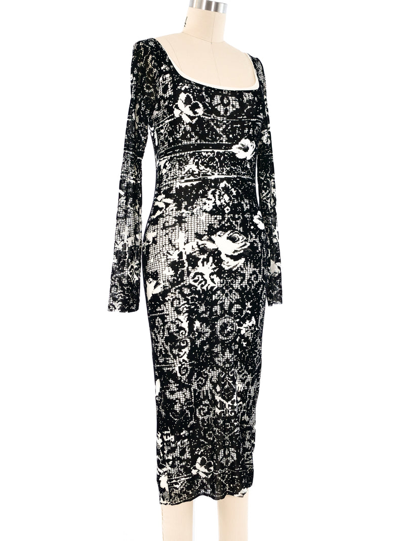 Jean Paul Gaultier Abstract Floral Mesh Dress Dress arcadeshops.com