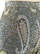 Metallic Paisley Split Leg Palazzo Pants Bottom arcadeshops.com