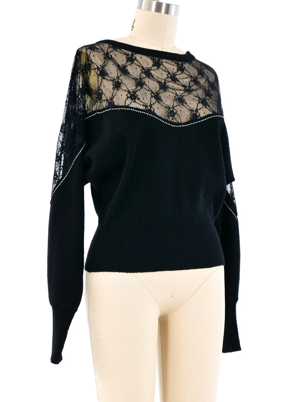 Sonia Rykiel Lace Panel Sweater Top arcadeshops.com