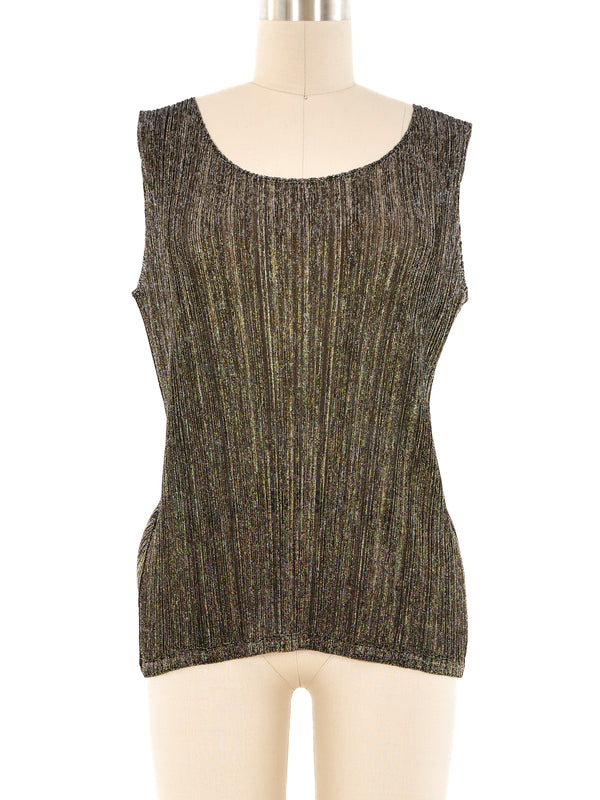 Issey Miyake Pleats Please Metallic Plisse Tank Top arcadeshops.com