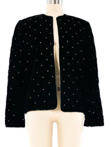 Rhinestone Embellished Quilted Velvet Jacket Jacket arcadeshops.com