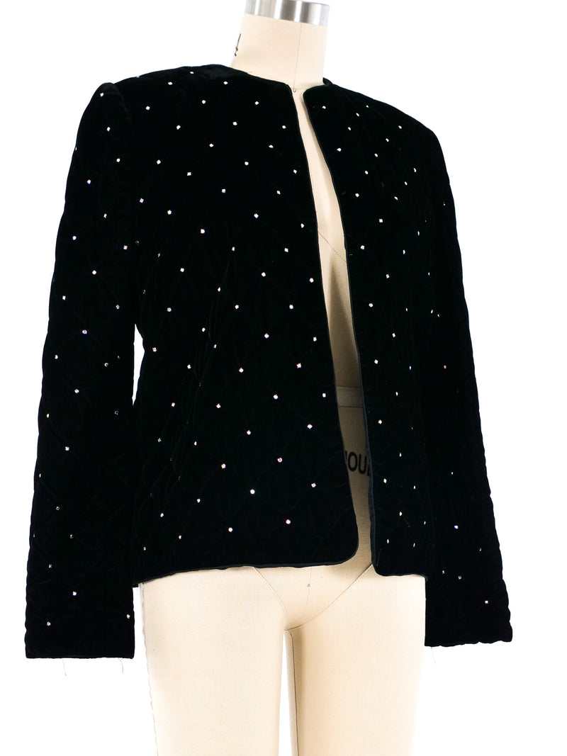 Rhinestone Embellished Quilted Velvet Jacket Jacket arcadeshops.com