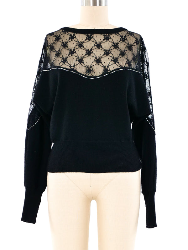 Sonia Rykiel Lace Panel Sweater Top arcadeshops.com