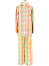 Yves Saint Laurent Plaid Seersucker Suit Suit arcadeshops.com