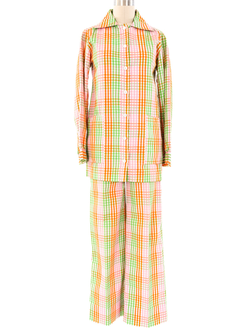 Yves Saint Laurent Plaid Seersucker Suit Suit arcadeshops.com