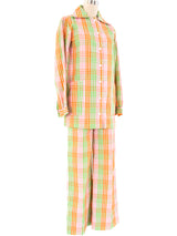 Yves Saint Laurent Plaid Seersucker Suit Suit arcadeshops.com