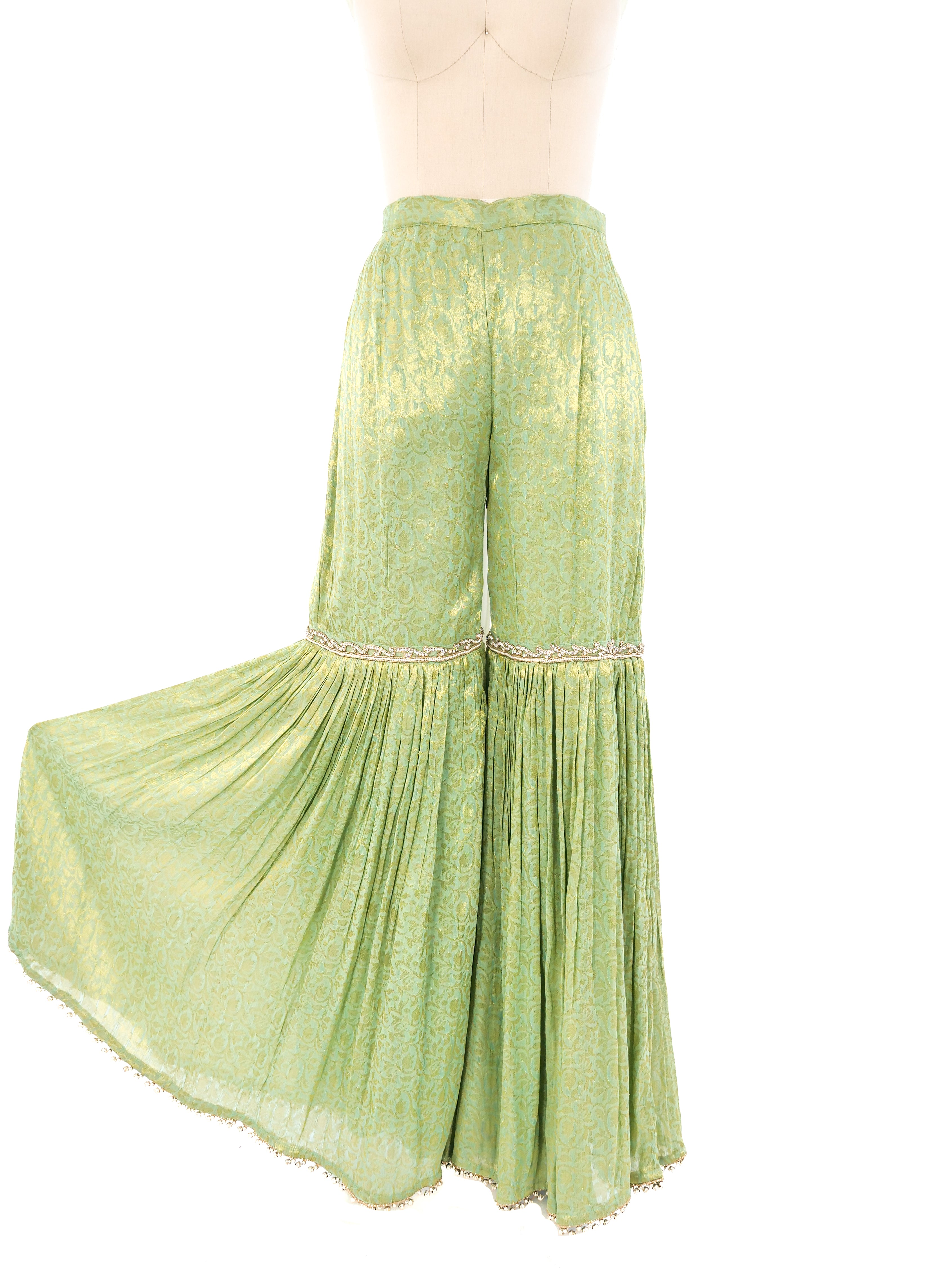 Indigo Brocade Bell-Bottom Pants Design by Krishna Mehta at Pernia's Pop Up  Shop 2024