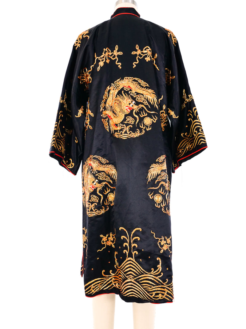 Dragon Theme Robe Hand Embroidered Metallic Dragon Motif Robe