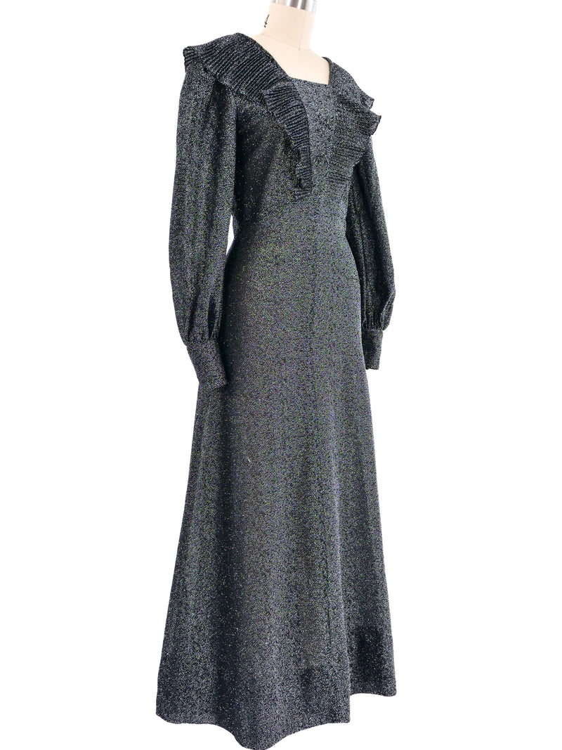 Metallic Silver Lurex Ruffle Dress Dress arcadeshops.com