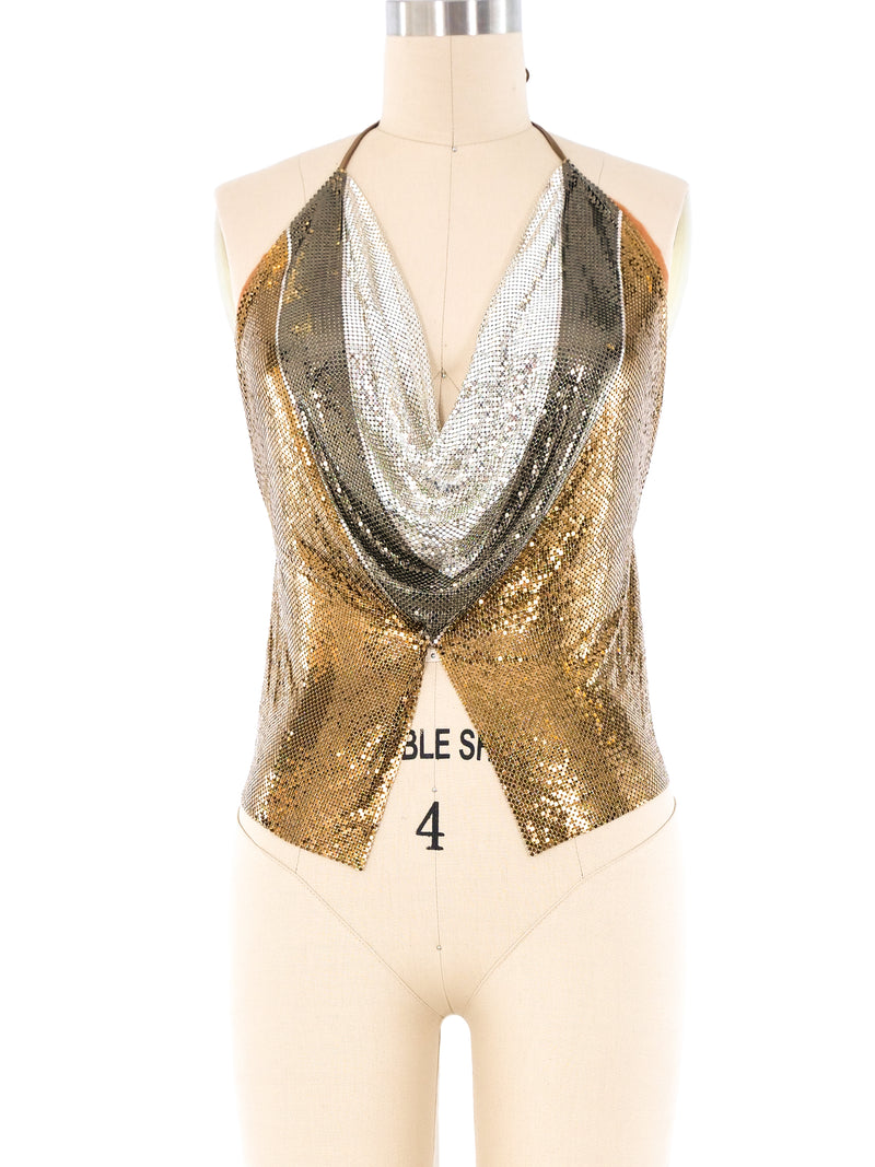 Whiting and Davis Tri-Tone Chainmail Halter Top Top arcadeshops.com