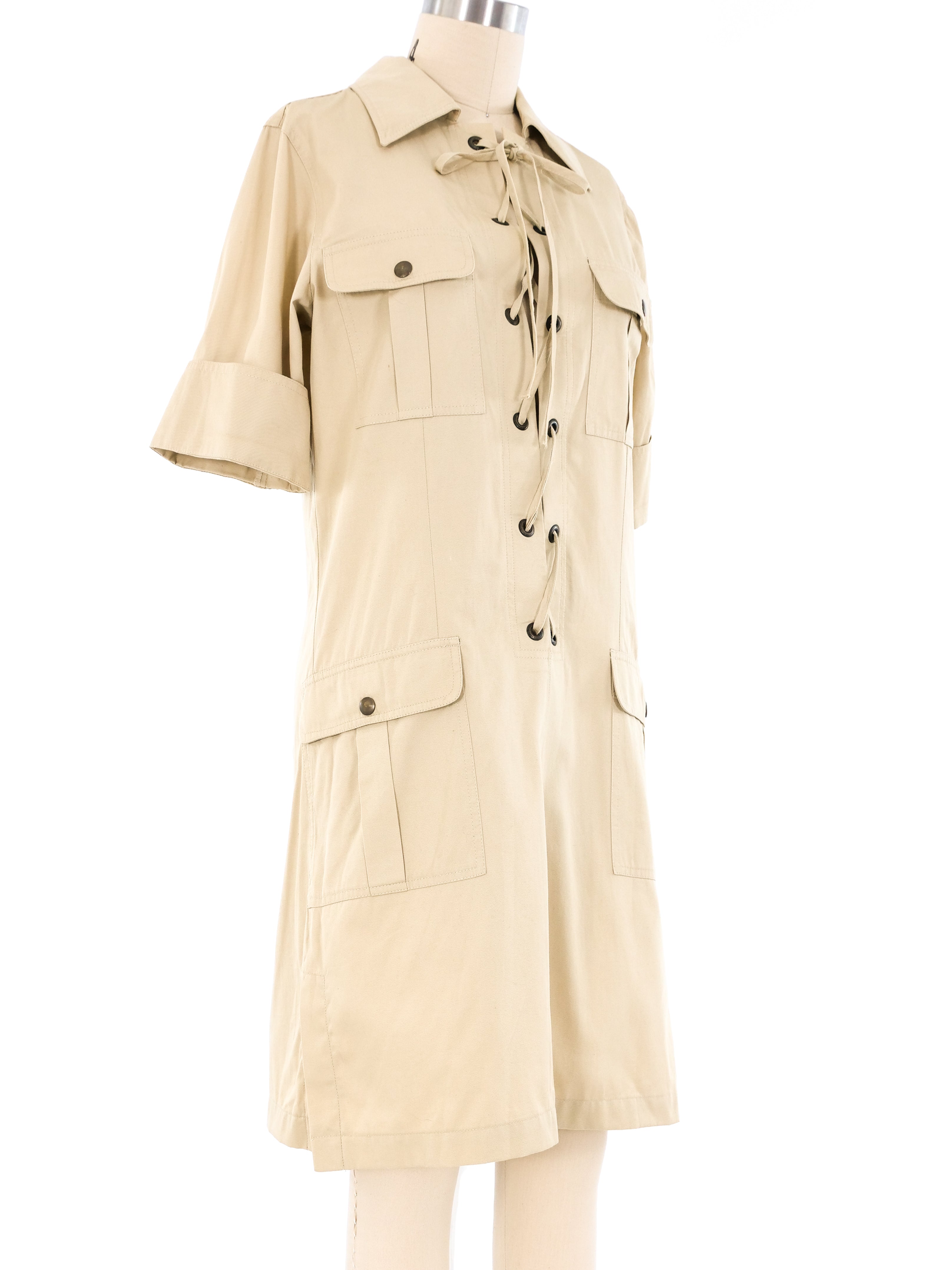 Yves Saint Laurent Lace Up Safari Dress