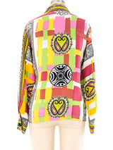 Todd Oldham Graphic Printed Silk Blouse Top arcadeshops.com