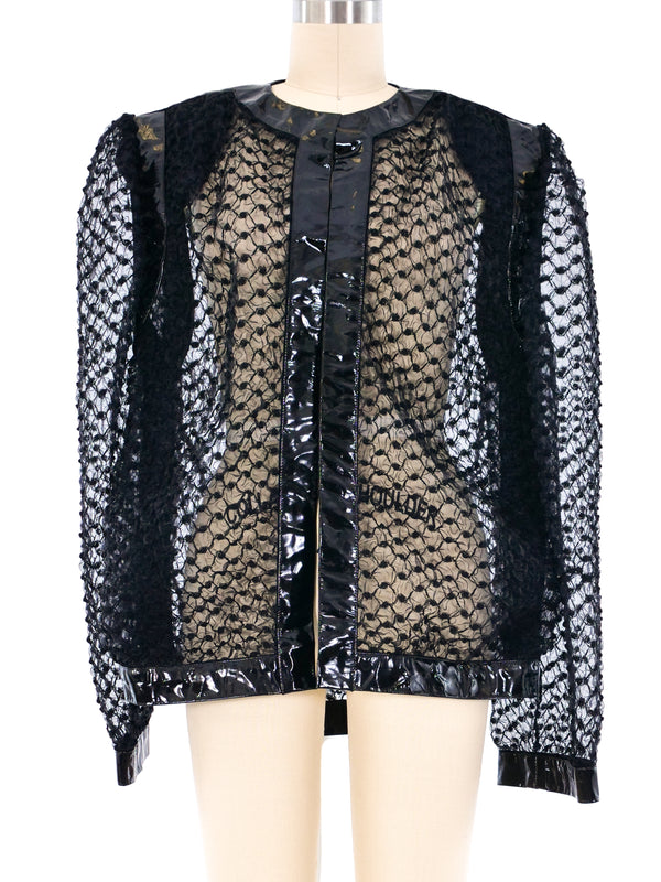Gene Ewing Patent Trimmed Organza Jacket Jacket arcadeshops.com