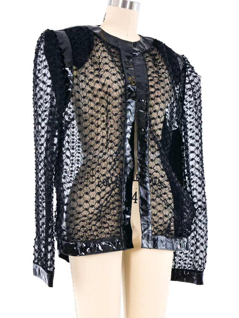 Gene Ewing Patent Trimmed Organza Jacket Jacket arcadeshops.com