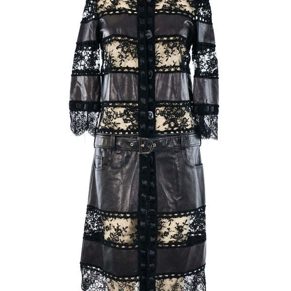 Christian Dior Leather and Lace Dress