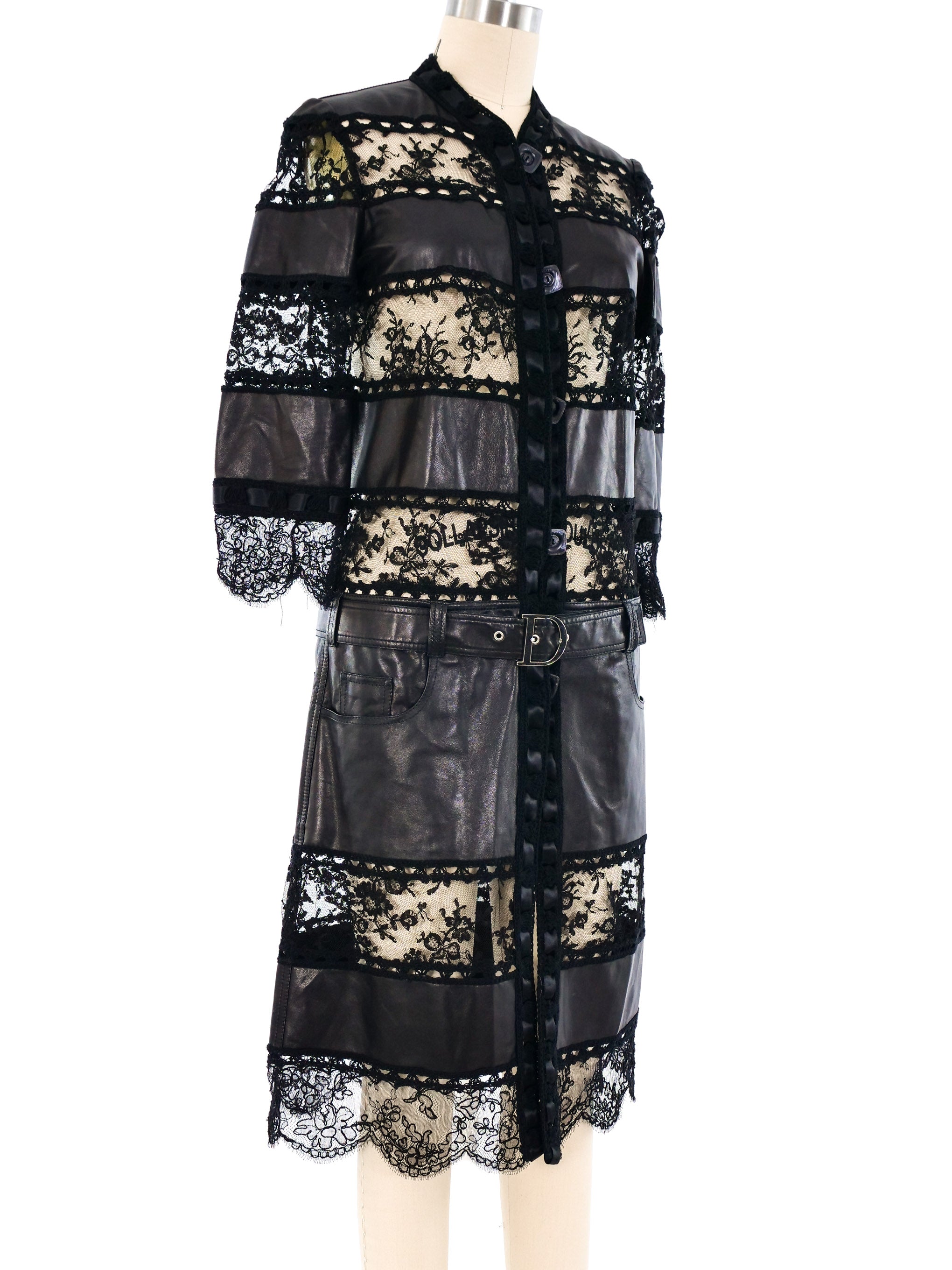 Christian Dior Leather and Lace Dress