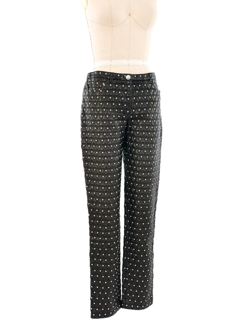 Gianni Versace Studded Leather Pants Bottom arcadeshops.com