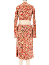 Halston Abstract Printed Skirt Ensemble Suit arcadeshops.com