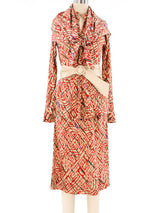 Halston Abstract Printed Skirt Ensemble Suit arcadeshops.com