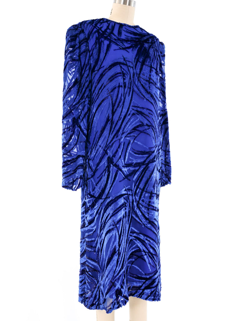 Richilene Blue Velvet Burnout Dress Dress arcadeshops.com