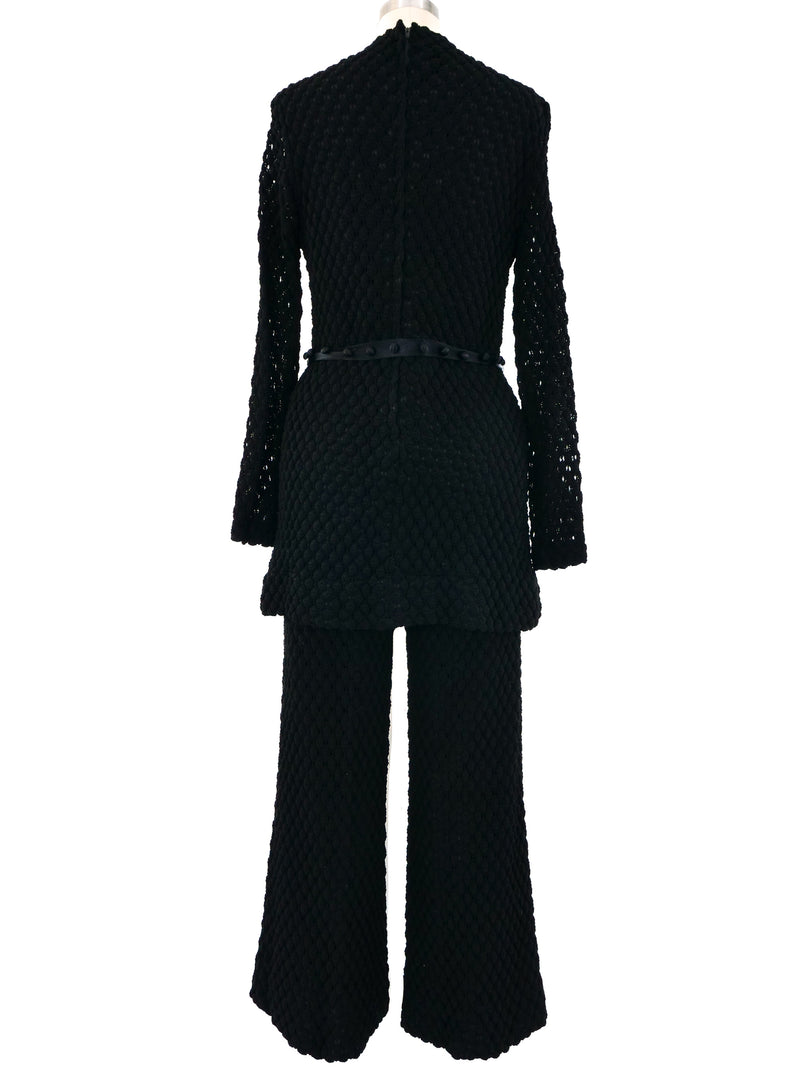 1960's Black Crochet Tunic Ensemble Suit arcadeshops.com