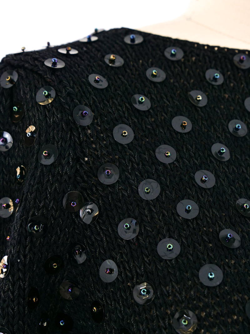 Sequin Embellished Peplum Knit Sweater Top arcadeshops.com