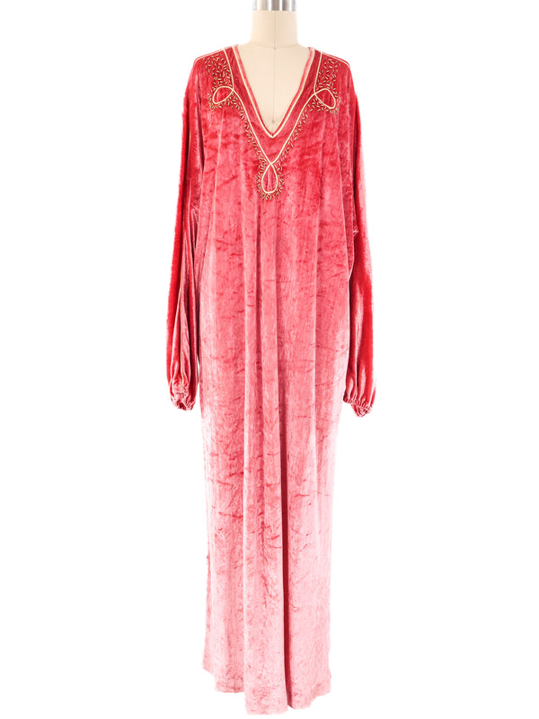 Bill Tice Pink Velvet Caftan Dress arcadeshops.com