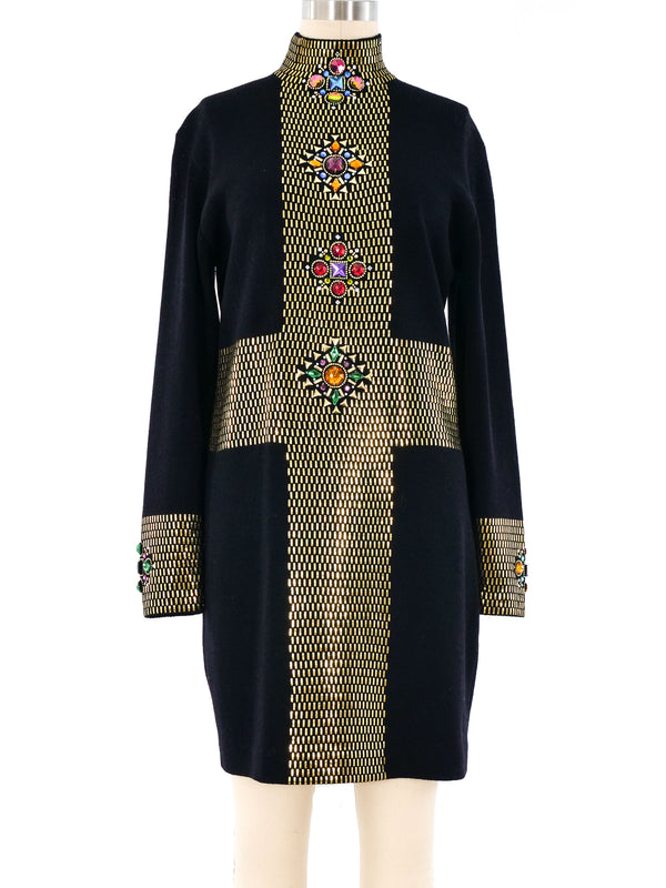 St. John Jewel Accented Cross Motif Dress Dress arcadeshops.com