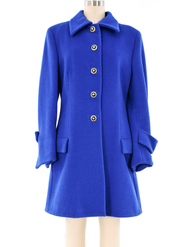 Gianni Versace Blue Wool Swing Coat Jacket arcadeshops.com