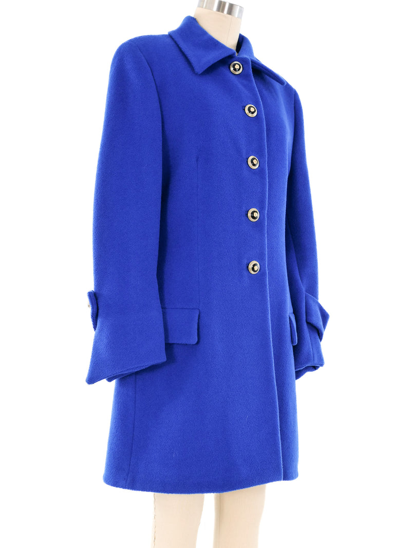Gianni Versace Blue Wool Swing Coat Jacket arcadeshops.com
