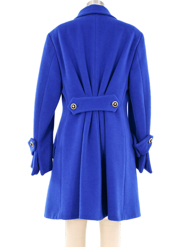 Gianni Versace Blue Wool Swing Coat Jacket arcadeshops.com