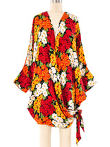 Pierre Cardin Floral Silk Wrap Top Top arcadeshops.com