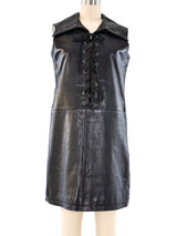 Pierre Cardin Lace Up Leather Mini Dress Dress arcadeshops.com