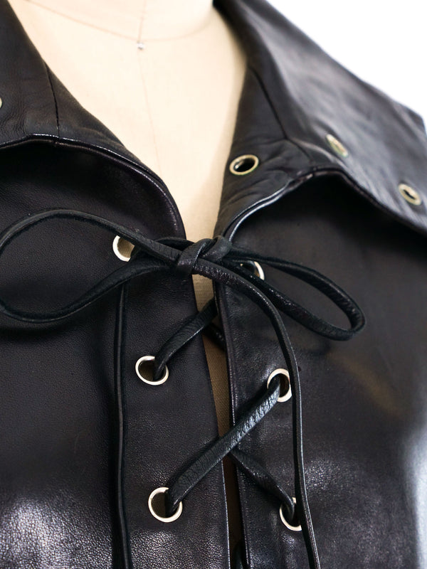 Pierre Cardin Lace Up Leather Mini Dress Dress arcadeshops.com