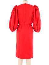 Yves Saint Laurent Red Balloon Sleeve Dress Dress arcadeshops.com