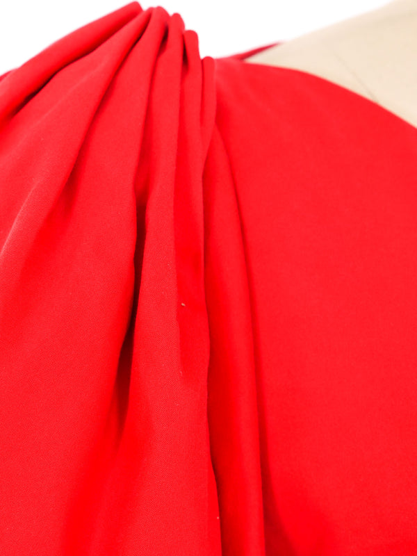 Yves Saint Laurent Red Balloon Sleeve Dress Dress arcadeshops.com