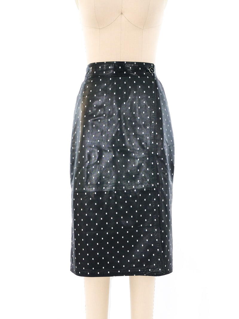 Gianni Versace Printed Leather Wrap Skirt Bottom arcadeshops.com