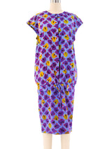 Emanuel Ungaro Periwinkle Floral Midi Dress Dress arcadeshops.com