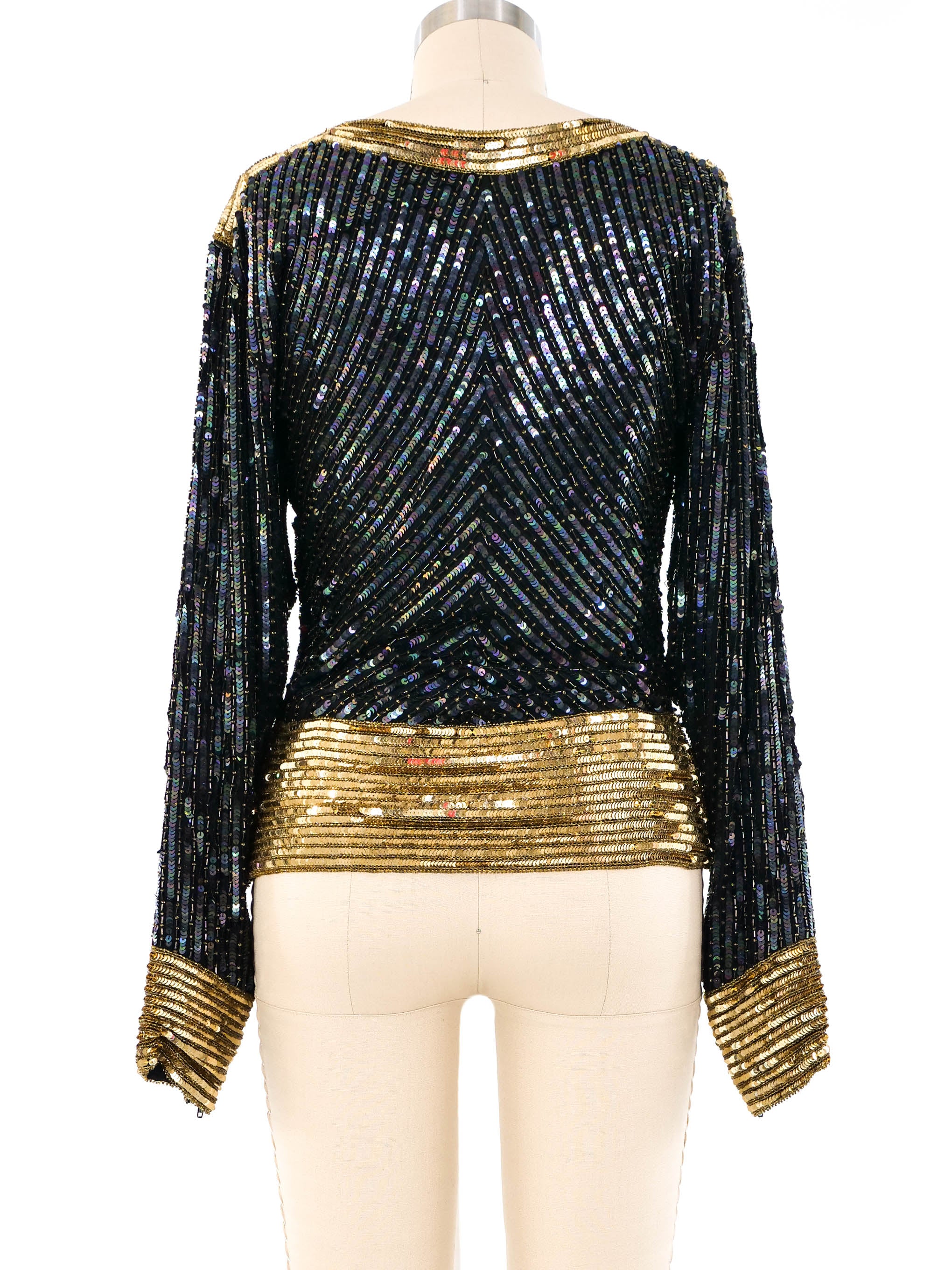 Yves Saint Laurent Black and Gold Sequin Top
