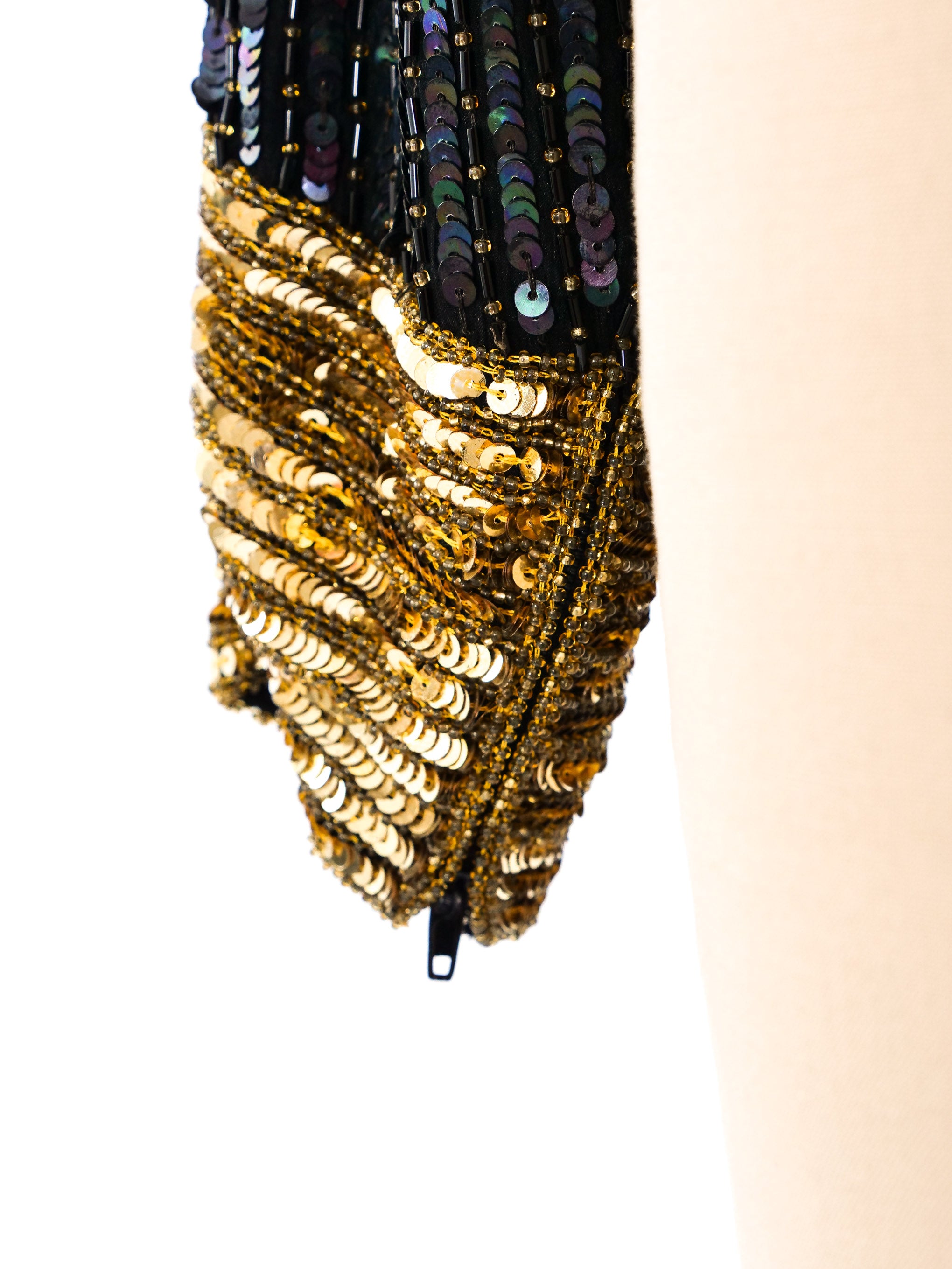 Yves Saint Laurent Black and Gold Sequin Top