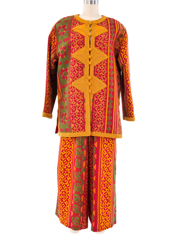 Oscar de la Renta Printed Silk Ensemble Suit arcadeshops.com