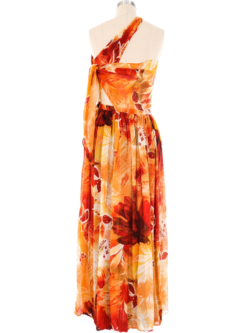Valentino Floral Chiffon Wrap Gown Dress arcadeshops.com