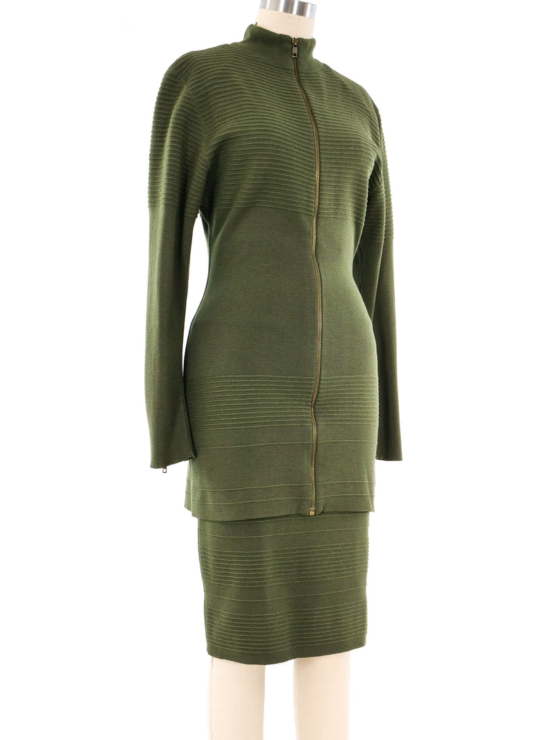 Alaia Olive Knit Skirt Ensemble Suit arcadeshops.com