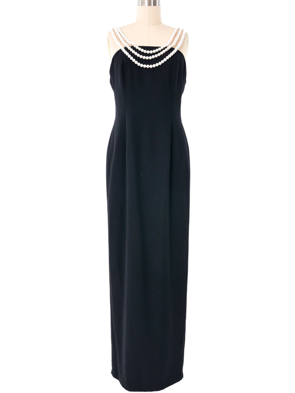 Victor Costa Pearl Necklace Accented Gown Dress arcadeshops.com