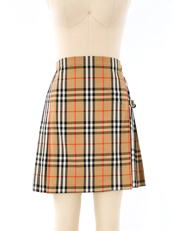 Burberry Plaid Pleated Wrap Skirt Bottom arcadeshops.com