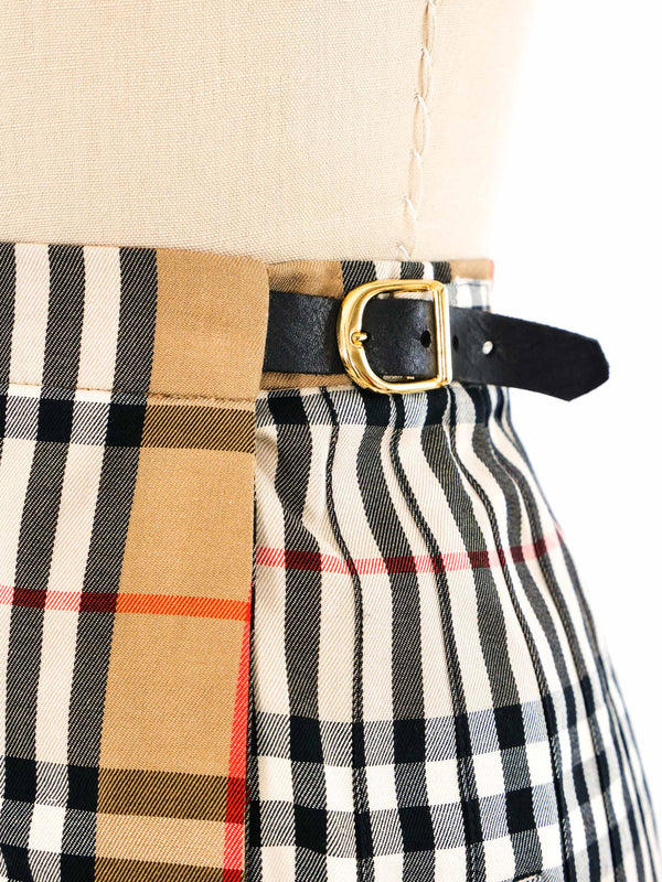 Burberry Plaid Pleated Wrap Skirt Bottom arcadeshops.com